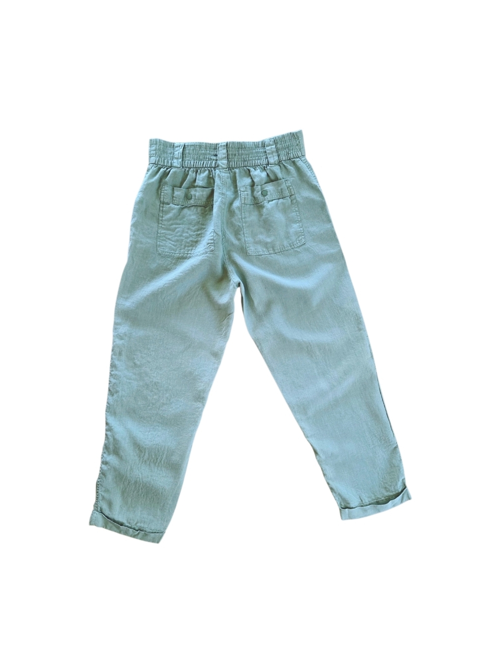 Tahari Linen Trousers Cuffed Relaxed Utility High Waisted Sage Green Size L - Picture 8 of 15
